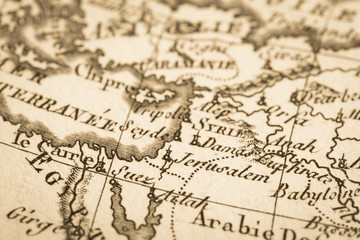 Fototapeta na wymiar アンティークの世界地図　ヨルダン川西岸地区 