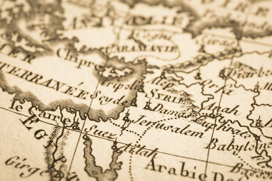 アンティークの世界地図　ヨルダン川西岸地区
