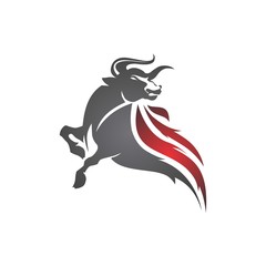 modern angry bull with flame vector illustration icon template isolated on white background