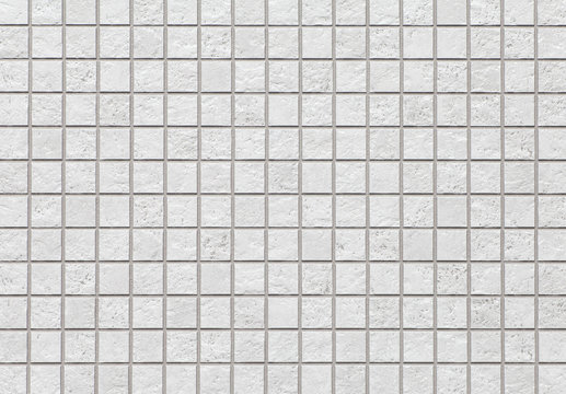 White mosiac tile wall pattern and seamless background