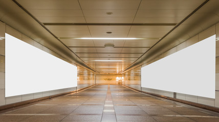Underpass with blank billboard advertising wall for background. - obrazy, fototapety, plakaty