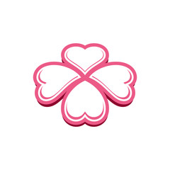 Pink Heart Four Leaf Clover Icon