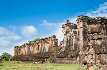 Fototapeta na wymiar Wat Phu Champasak with blue sky , southern of Loas