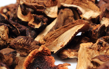 Heap of dried mushrooms