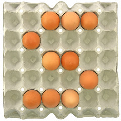 A letter S from the eggs in paper tray