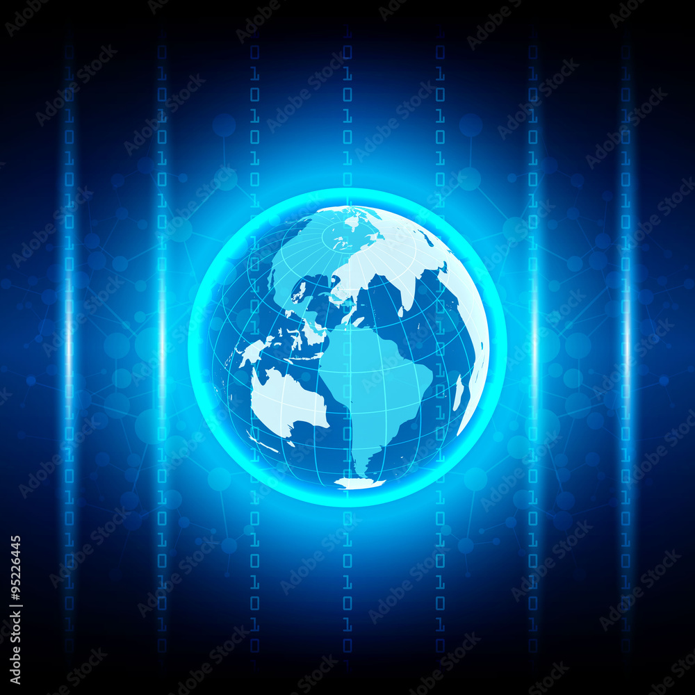 Poster abstract globe digital technology and network connection design