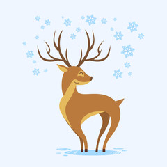 Reindeer Winter Background Cartoon Deer