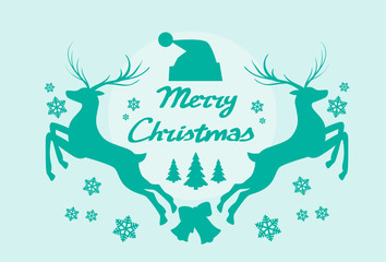 Reindeer Silhouette Mery Christmas Poster