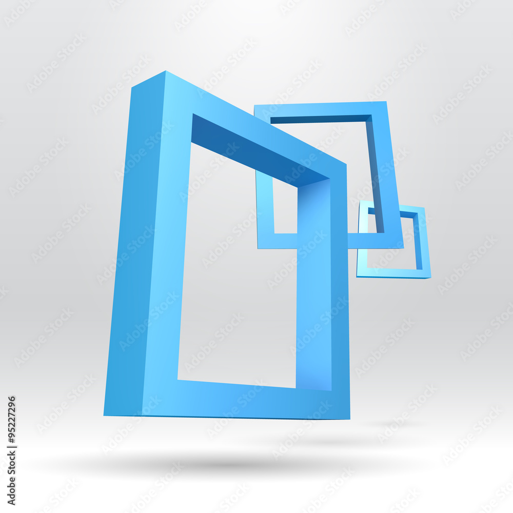 Poster three blue rectangular 3d frames