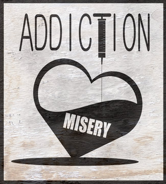 Addiction Sign With Wood Grain Texture