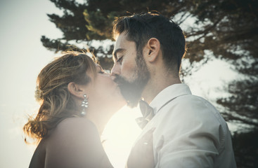 Fototapeta premium Wedding day at sea and in the forest