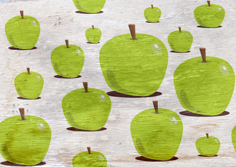 apples design with wood grain texture