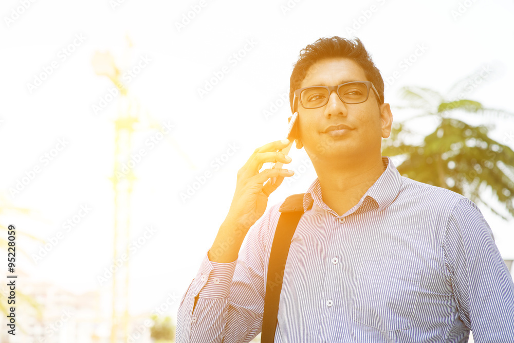 Poster indian business people on the phone