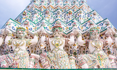 Hanuman pagoda base pattern in wat of Thailand.