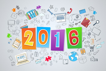 2016 New Business Year Doodle Hand Draw