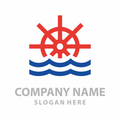 Boat Icon Logo  steering wheel sailing vector