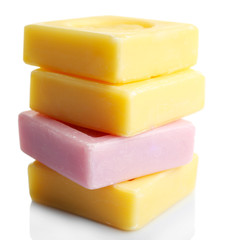 Bars of soap, isolated on white, individuality concept