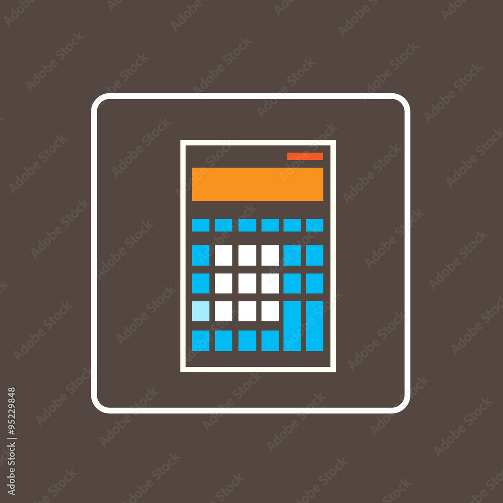 Poster calculator icon thin line simple logo minimalistic style vector