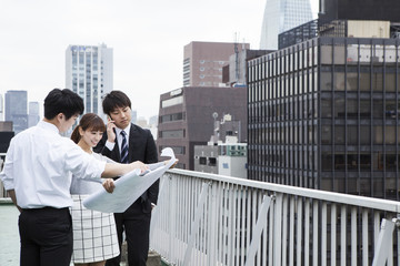 Businessman, has seen the drawing in building rooftop