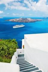 White architecture on Santorini island, Greece. - obrazy, fototapety, plakaty