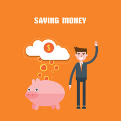 modern design flat character saving money vector illustration