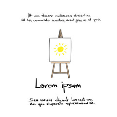 Easel Hand Draw Color Icon Vector