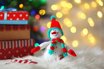 Cute snowman on Christmas background