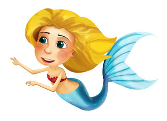 Cartoon mermaid - isolated - illustration for the children
