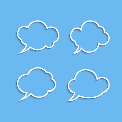 Quote outline cloud speech bubbles set
