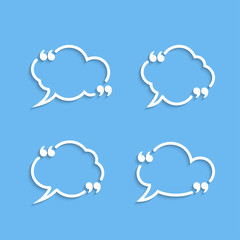 Quote outline cloud speech bubbles set
