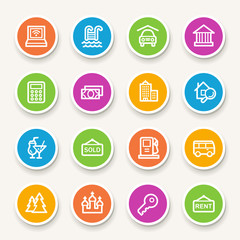 Travel web icons set