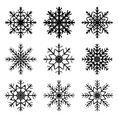 Obraz premium Snowflake silhouette icon, symbol, design. Winter, christmas vector illustration isolated on the white background.
