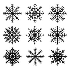 Obraz premium Snowflake silhouette icon, symbol, design. Winter, christmas vector illustration isolated on the white background.