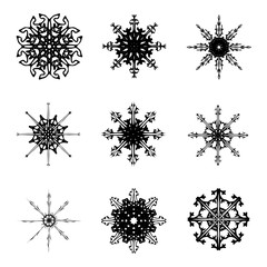 Snowflake silhouette icon, symbol, design. Winter, christmas vector illustration isolated on the white background.