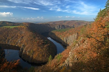 Horseshoe river Vltava near Stechovice from view Maj in central Bohemia, Czech republic.