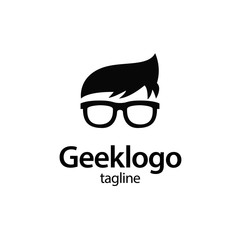 geek and nerd logo character - obrazy, fototapety, plakaty