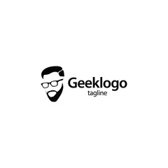 geek and nerd logo character - obrazy, fototapety, plakaty