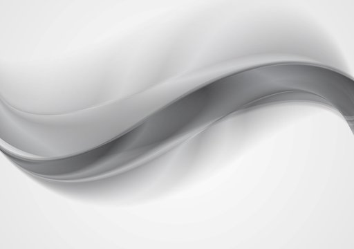 Grey silver smooth waves abstract background © saicle