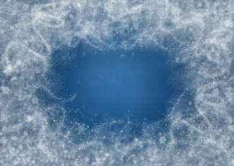 Background of blue color with snowflakes and frosty patterns