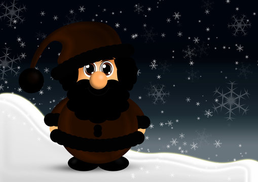 S&uuml;sser Knecht Ruprecht in Winterlandschaft mit Schneeflocken