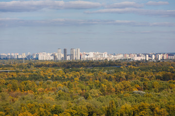 Fototapeta na wymiar Cityscape of Kiyv on the left riverside of Dnipro