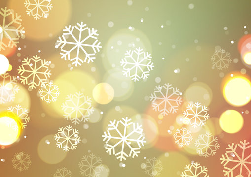 Abstract Bokeh Light with Snowflakes Vintage Background
