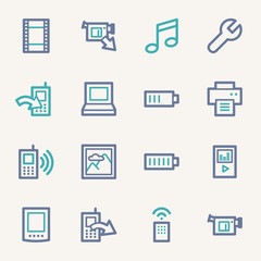 Mobile content web icons set