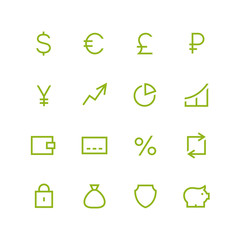 Money icon set - vector minimalist. Different symbols on the white background.