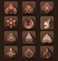 Thai art flat icons vector collection