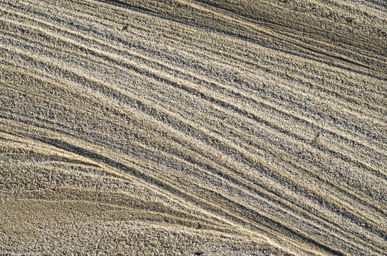 Dry stream in  the sand closeup