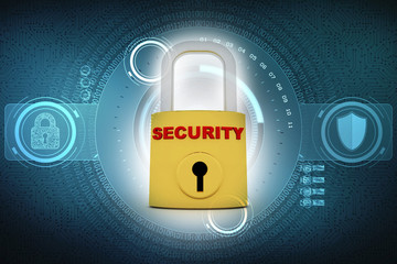 3d illustration Safety concept: Closed Padlock on digital background