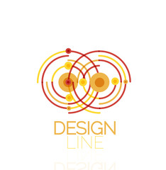 Vector swirl and circles outline minimal abstract geometric logo