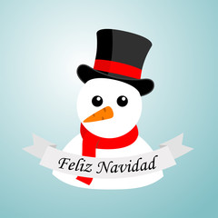 Icono plano Feliz Navidad en cinta con hombre nieve