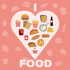 Fast Food and Snacks Big Icons Set